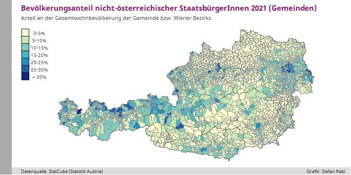 Bevölkerung (nach Staatsangehörigkeit) in Österreich 2021